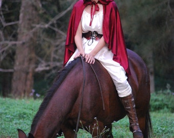 Red Riding Hood Costume - Cape Cloak - Hemp Silk Charmeuse - Eco Friendly - Silk Cape