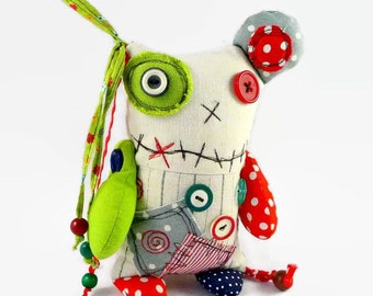 Cute Monster Doll, Stuffed Monster, Personalized Stuffed Animal, Creature Plush, Ooak Art Doll, Personalized Halloween Gift, Plush Monster