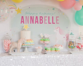 Unicorn Backdrop INSTANT DOWNLOAD 4ft Party Backdrop Printable DOWNLOAD