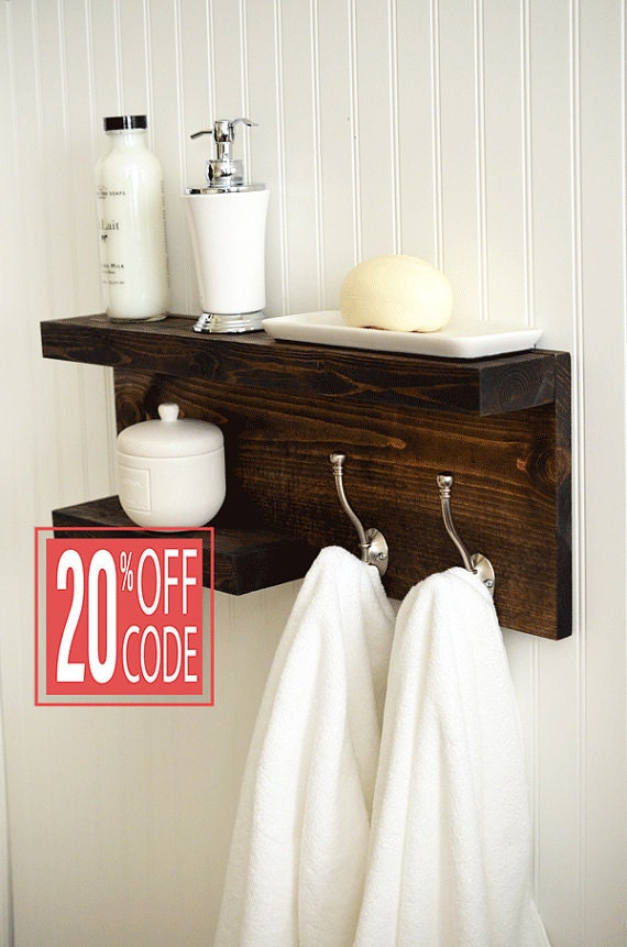 Bathroom Shelf With Metal Hooks Bath Towel Bar Modern