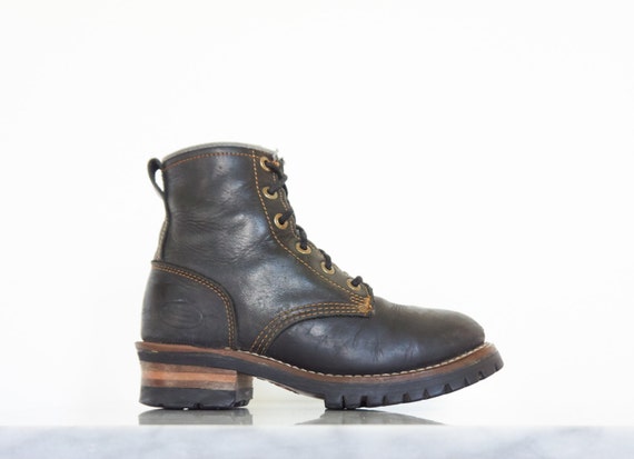 black stacked heel boot