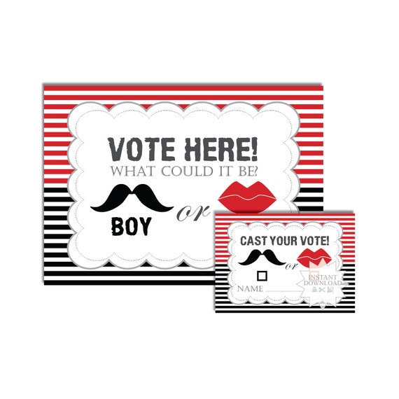 Items similar to Baby Shower Gender Reveal Voting Cards-Boy or Girl ...