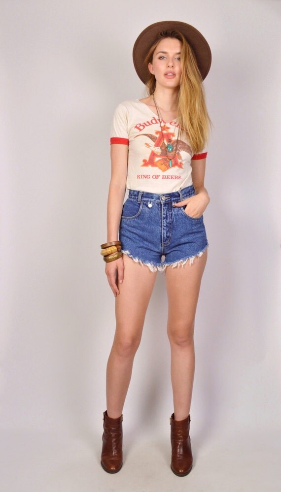 20% OFF Vintage High Waist Denim Cut Off Shorts Blue Jean