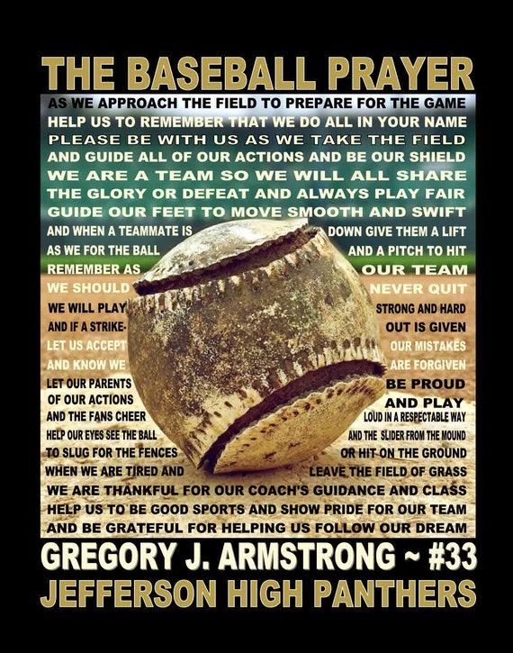 The Baseball Prayer personalized with Baseball by JoFloDesigns33