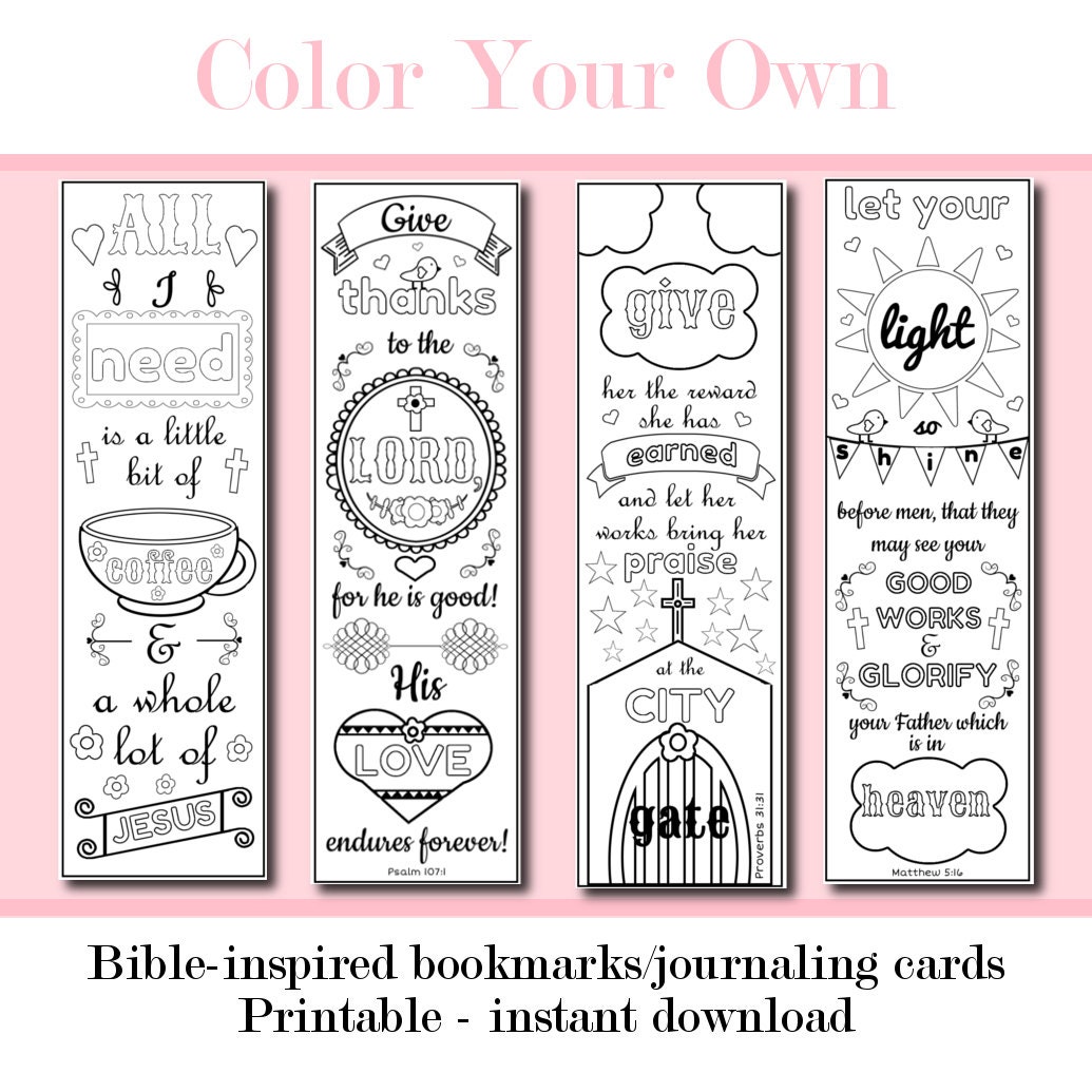 Color Your Own Scripture Printable Bible Journaling Cards Or