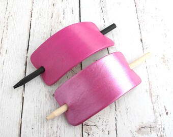 BREAST CANCER AWARENESS Accessories, Pink Leather Hair Clip, Pink Breast Cancer Barrette, Breast Cancer Month, Pink Leather Hair Accessories