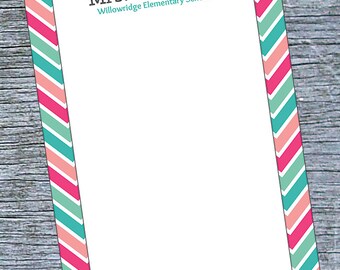 Teacher Notepad, Chevron Personalized Teacher Appreciation Gift, Teacher Memo Pad, Daycare Teacher, Custom Teacher Stationery, Note Pad