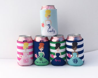 Bridesmaids Custom Dress Bachelorette Party/Wedding Beverage Insulators/Huggers