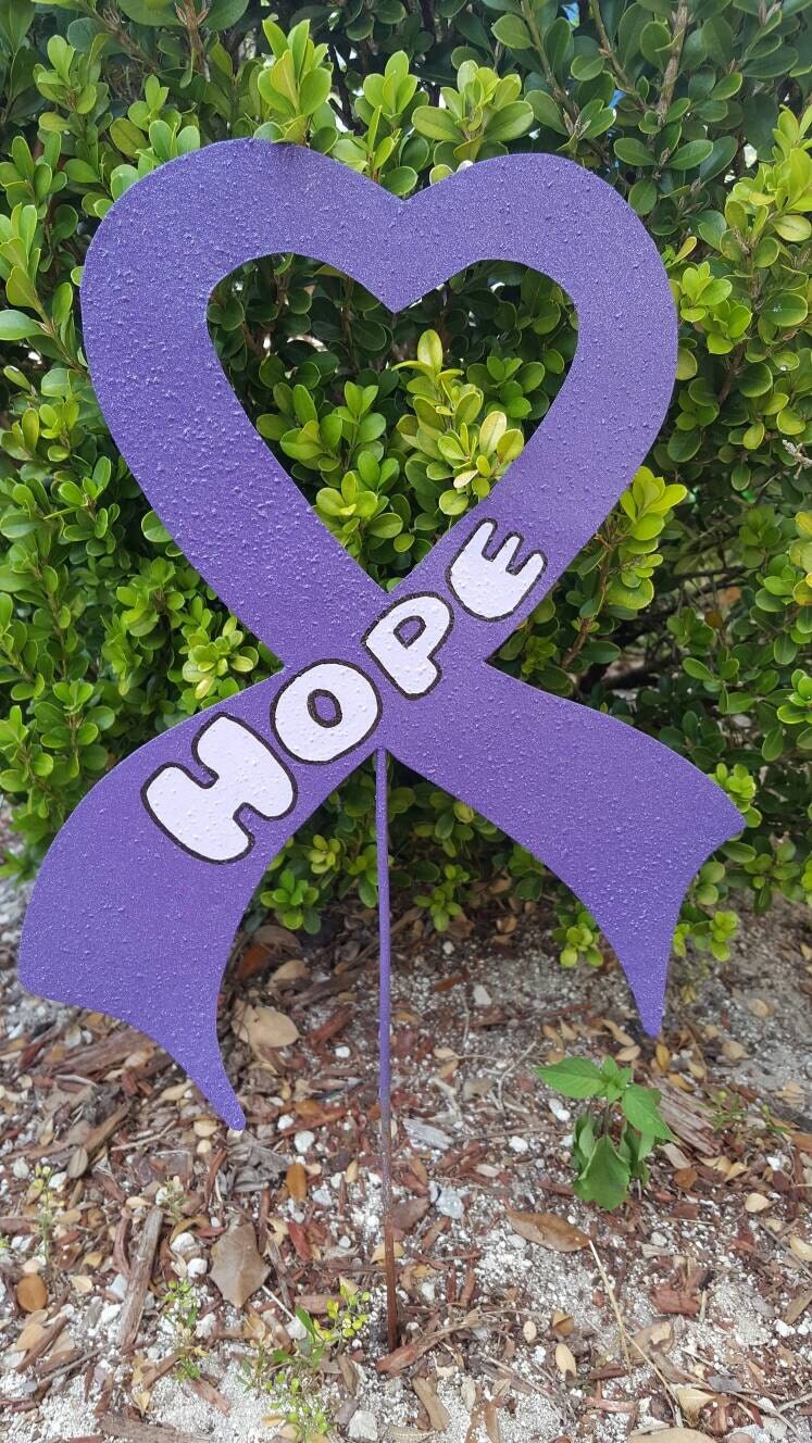 Cancer ribbon yard stake hope cancer survivor support