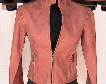 Extra Small USA Leather Jacket w zipper sleeve