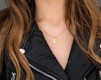 Crescent Moon Necklace, Crescent Moon, Gold Moon necklace, Moon Necklace, Gold Crescent Necklace, Boho Crescent Necklace,Minimalist Necklace