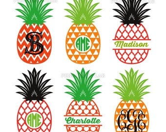 Pineapple SVG Cut Files - Monogram Frames and Patterned Split Pineapples - Professionally Designed Cut Files for Vinyl Cutting Machines