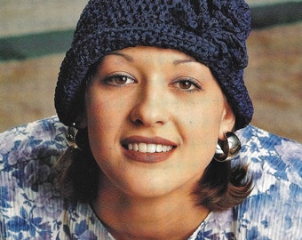 Crochet Cloche Hat Pattern, Womens Crochet Hat Pattern, Cloche Hat Pattern with Flower, Womens Hat - Instant Download