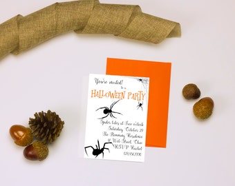 Adult Halloween Party Invitations, Halloween Birthday Invitation, Spider Invitation, Kids Halloween Invitation, Adult Halloween Invites