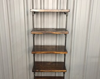 Deep Shelf Bookcase - Wood Shelf - Media Shelf - Deep shelving unit - Pipe Shelves - Deep Shelves - Book Shelf - Industrial Furniture
