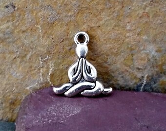 Meditating Person Yoga Charm Silver Pewter C107,boho jewelry charm,yoga pendants,yoga charms,meditation charm,lotus pose charm,zen charms
