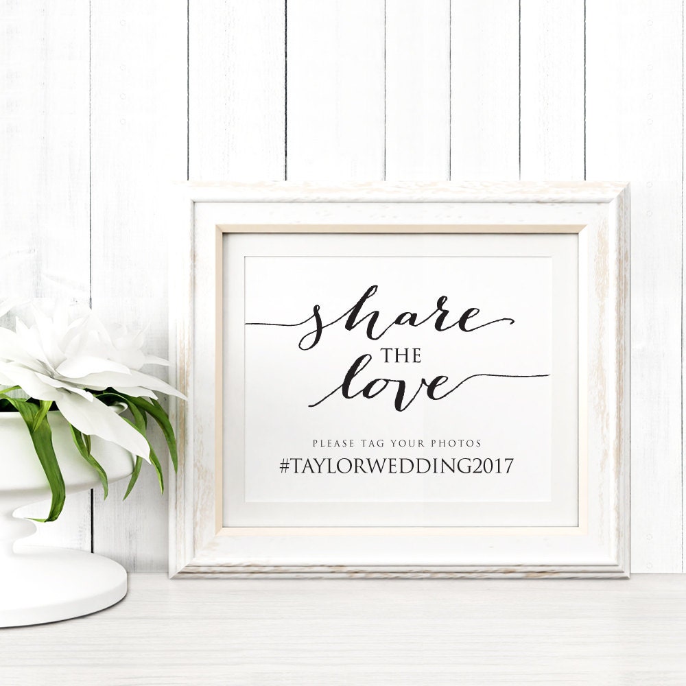 Share the Love Sign Wedding Sign DIY Hashtag by CrossvineDesigns