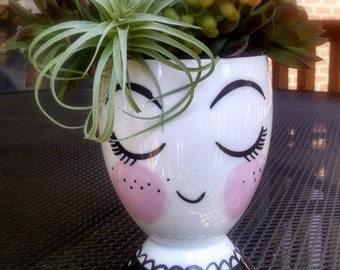 Face vase, ceramic cup pencil holder, head planter, organizer, head vase, head planter ceramic head vase, office organizer, office gift idea