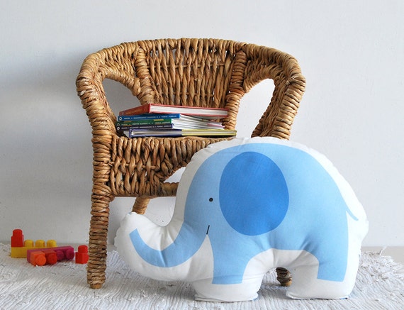 Blue elephant soft toy stuffed animal by PrintsByStellaChili