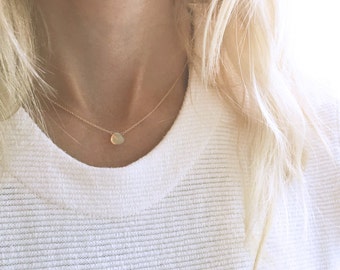 Opal Necklace, White Opal, Gold Opal Necklace, October Birthstone, Simple Gemstone Necklace, 14k Gold Filled, Dainty Necklace