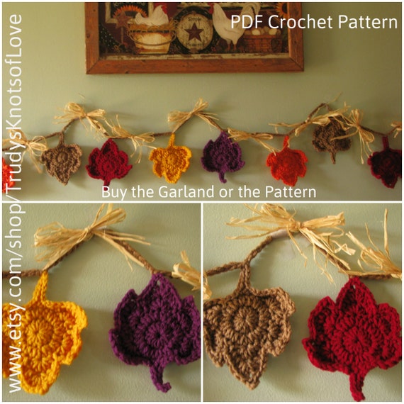 Crochet Fall Leaf Garland PatternMaple Leaf by ...