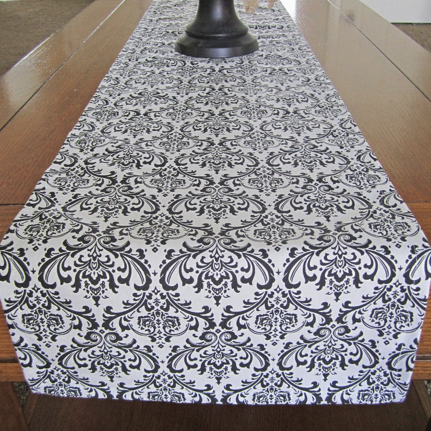 Black and White Table Runner Halloween Table Runner
