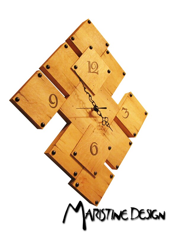 Clock design Clock handmade unique clock wood by MaristineDesign