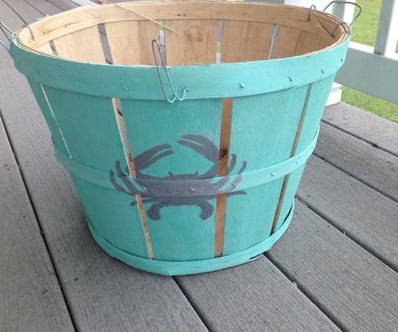 Eastern Shore Hand Painted silver Crab Bushel Basket with Crab