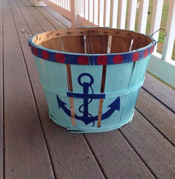 Eastern Shore Hand Painted Crab Bushel Baskets Anchor