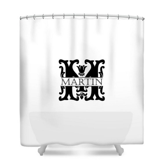 Simple Monogram Shower Curtain Custom Personalized Shower