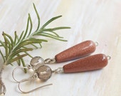 Long smoky quartz and golden sandstone sterling silver dangle drop earrings* Handmade gemstone earrings* Natural stones. Long smoky quartz and golden sandstone sterling silver dangle drop earrings* Handmade gemstone earrings* Natural stones.