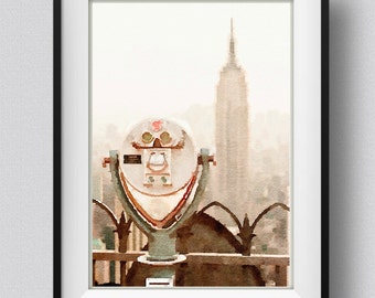 New York Print,painting,watercolor,skyline,Pic no 104
