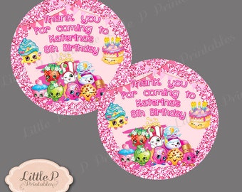Shopkins Thank you Label. Shopkins Thank you Gift Label. Shopkins Sticker. Shopkins personalised Label. 2 inches Round Label Sticker 001