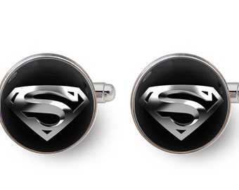 superhero cufflinks Superman cufflinks superhero superman logo cufflinks groomsmen team -with gift box