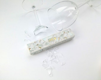 PERSONALISED Wedding Mezuzah case with SHARDS of a broken Chuppah Glass, wedding Glass Mezuzah, Custom Jewish Wedding gift, Hanukkah gift.