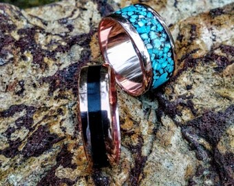 Inlaid Copper Ring Band. Choose your wide 6mm - 15mm and Inlay Stone.