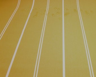 Fabric cotton acryl stripes yellow white cagoule coated table cloth