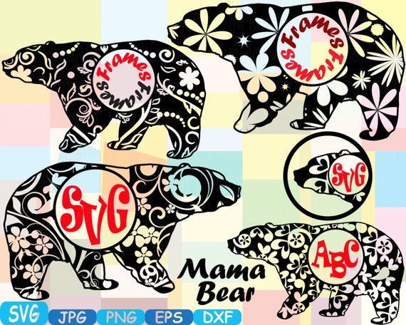 Download Mama Bear Circle Mascot Frames Jungle Animal Safari Flower ...