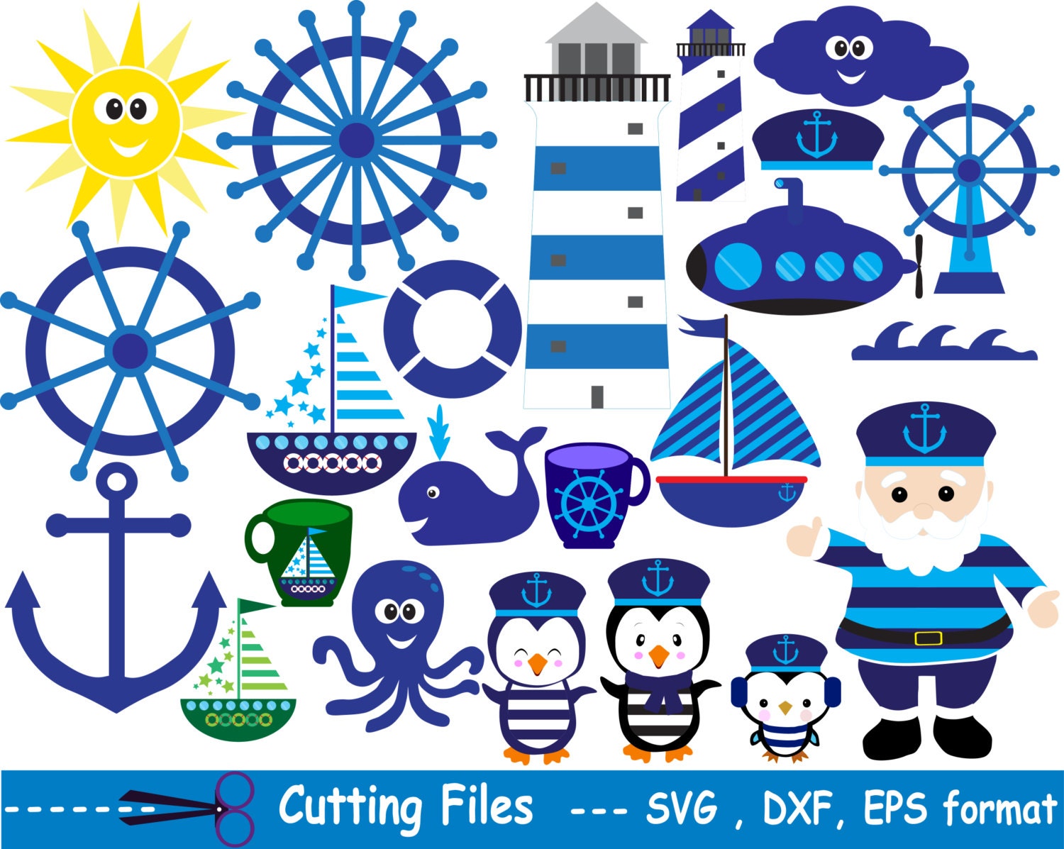 Download Cutting files SVG DXFEPS Nautical Navy Vinyl cut