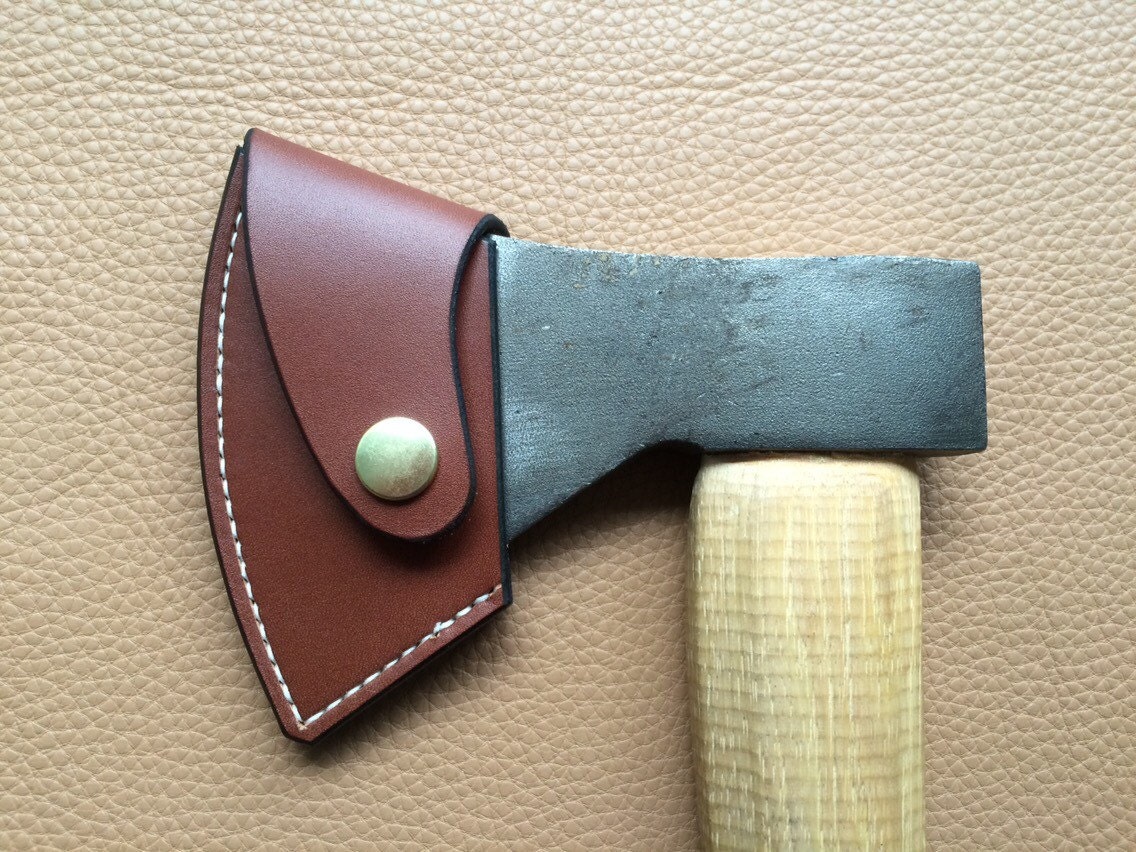 Robin Wood Carving axe blade cover. Handmade 3.5mm Leather