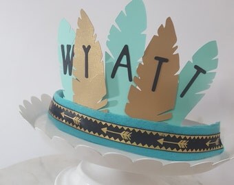 Tribal Wild One First Birthday Party Feather Headband