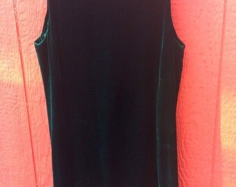 Vintage 90's Dark Forest Green Velvet Dress