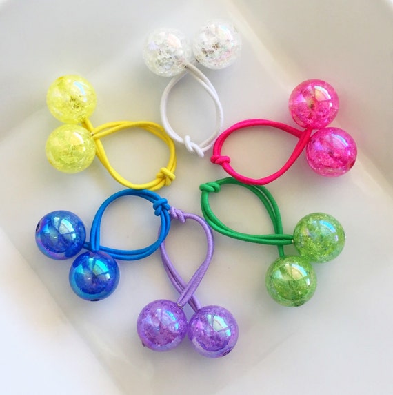 Double Ball Ponytail Holders Hair Ties Colorful By BornBrilliant