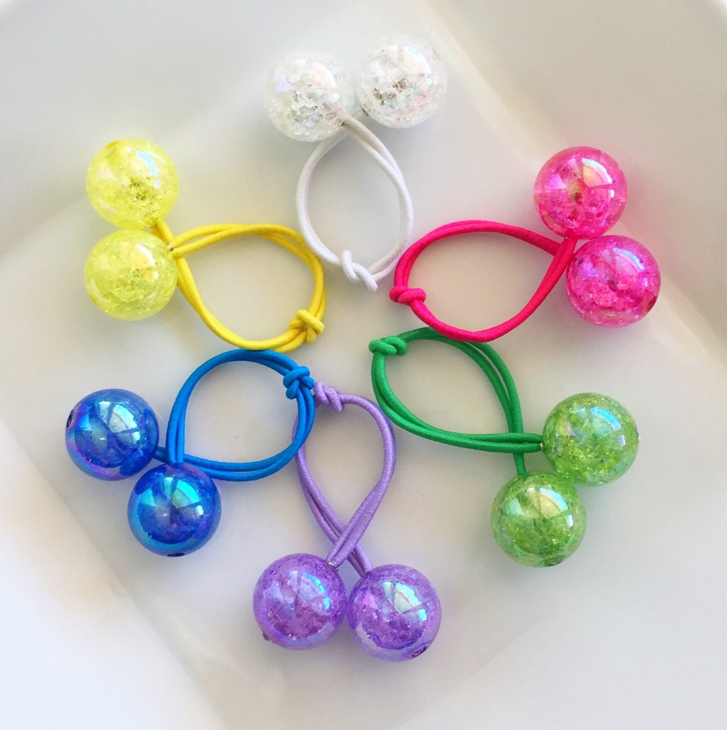 Double ball ponytail holders hair ties colorful by BornBrilliant