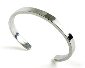 Sterling Silver Cuff Bracelet, Silver Hammered Cuff, Minimalist Silver Bracelet, Hammered Silver Bangle Gift for Her Teen birthday simple
