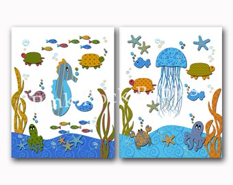 Sea life wall art | Etsy