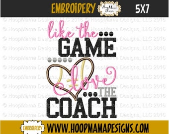 Football Embroidery Design, Like The Game Love The Coach , Football Applique 4x4 5x7 6x10, Sports Machine Embroidery