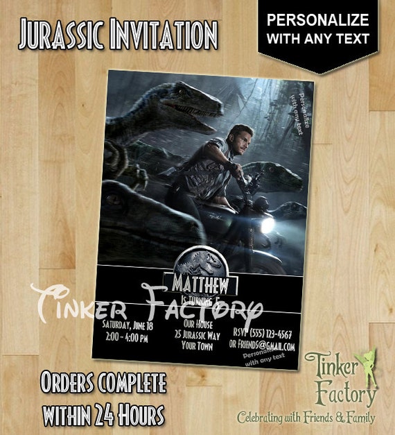 Jurassic World Birthday Party Invitation - Digital File - Printable - dinosaurs