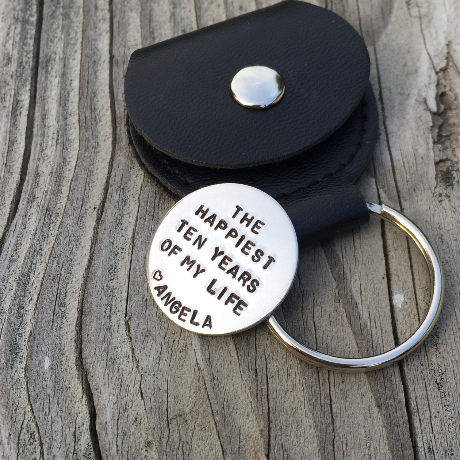 Traditional Aluminum Ten Year Anniversary Hand Stamped Pocket