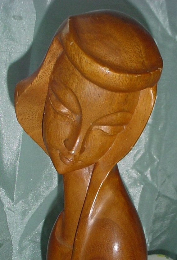 Items similar to Vintage Wood Carved Female Bust Monkey ...